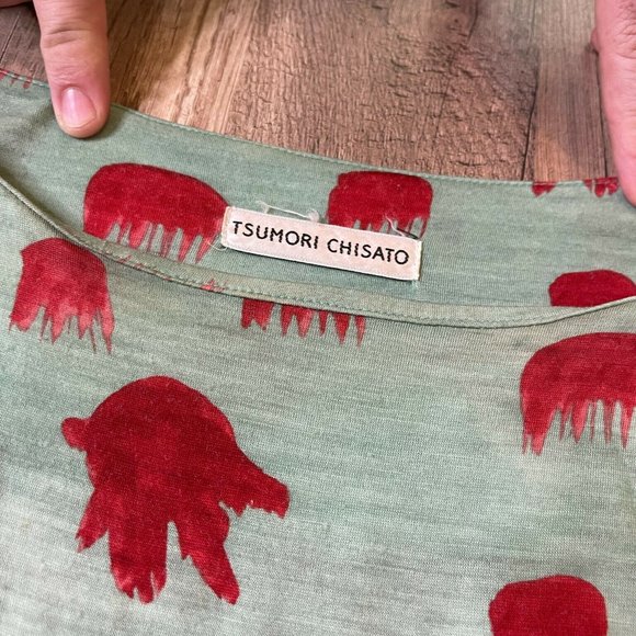 Tsumori Chisato Womens Multicolor Animal Boat Neck 3/4 Sleeve Shift Dress Size 3 - Picture 8 of 11